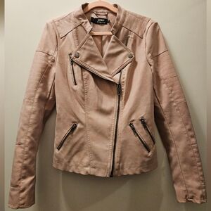 Pink Faux Leather Jacket